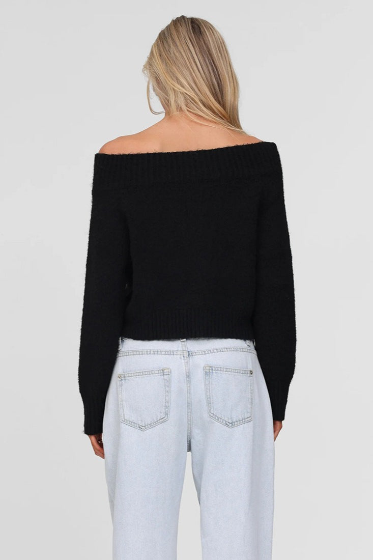 Retro Off-Shoulder Double-Zip Slim Knit Cardigan for Style