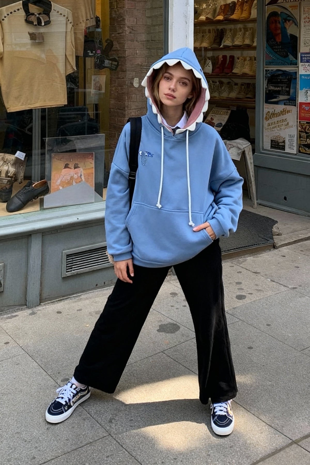 Funny Shark Patchwork Hoodie