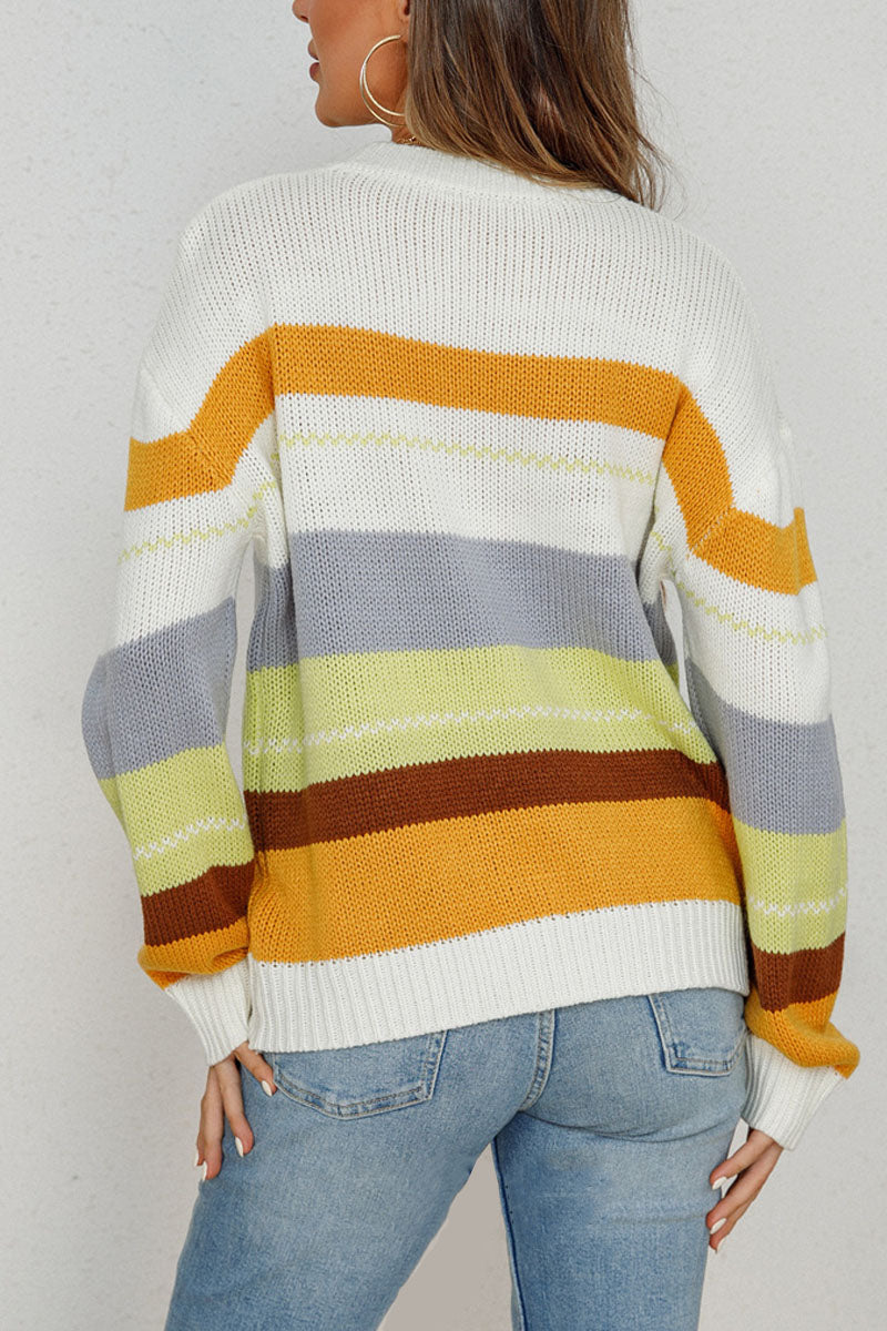 Uniqshe O-Neck Striped Sweater for Effortless Style