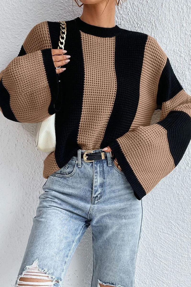 PrincessAce Unique Striped Crewneck Knit Sweater for Style