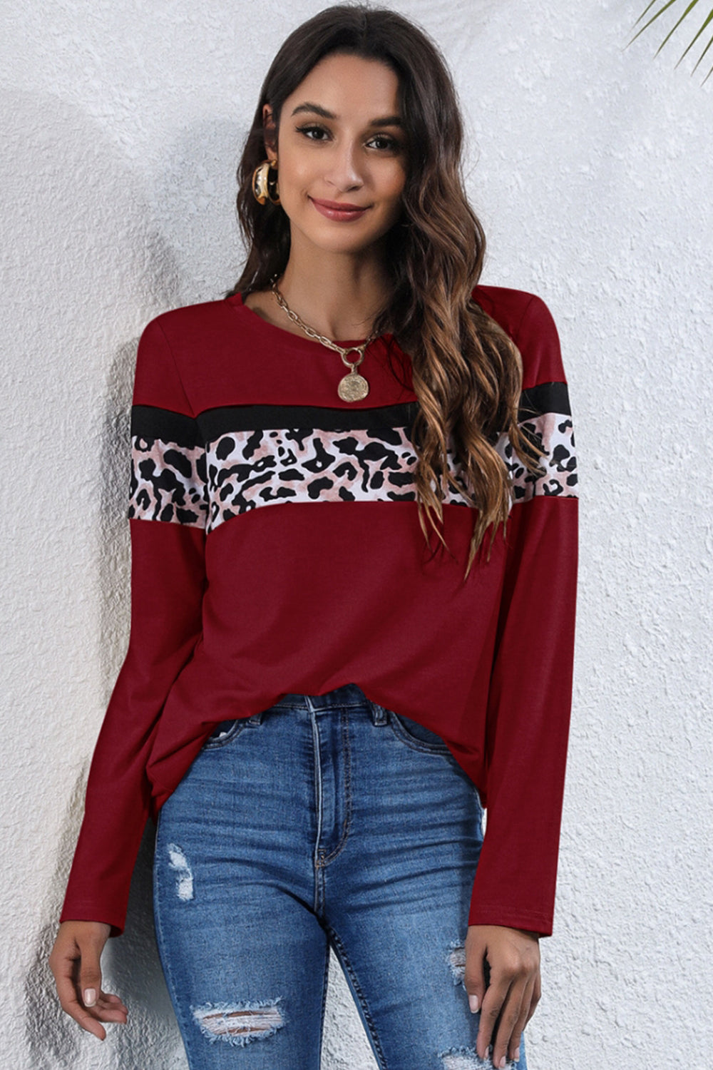 Round Neck Printed Long-Sleeved T-Shirt