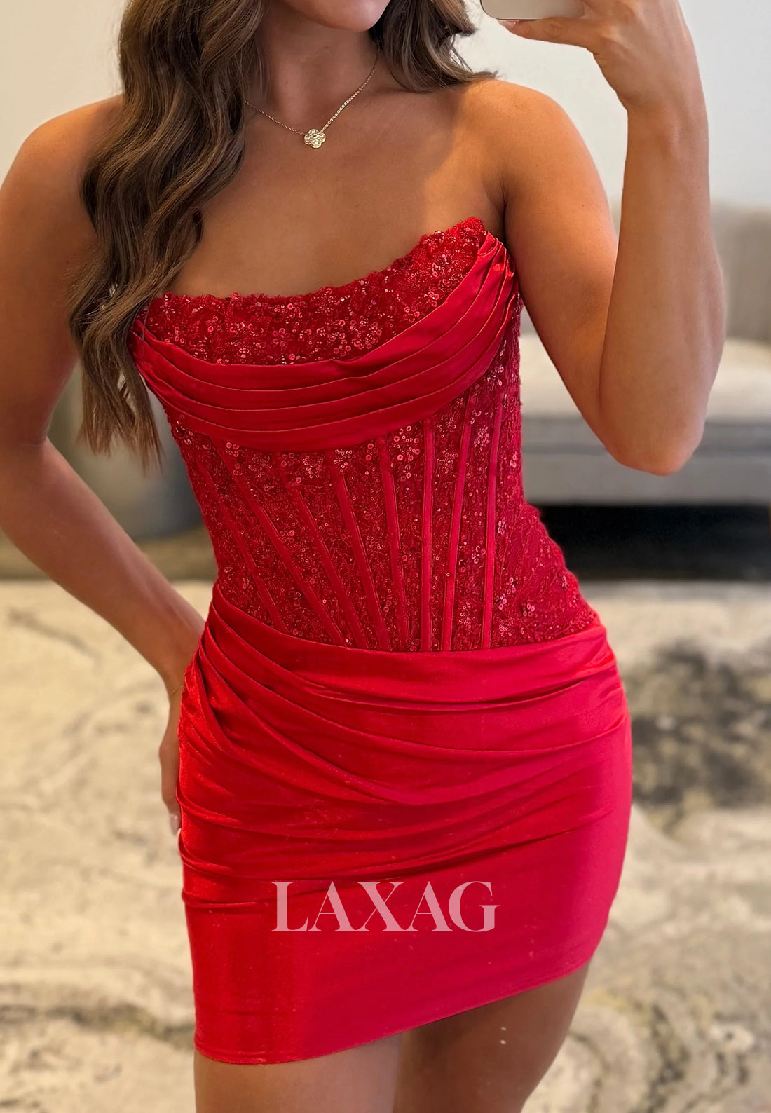 Scoop-Neck Sleeveless Applique Sequined Pleated Satin Mermaid Party Homecoming Dress