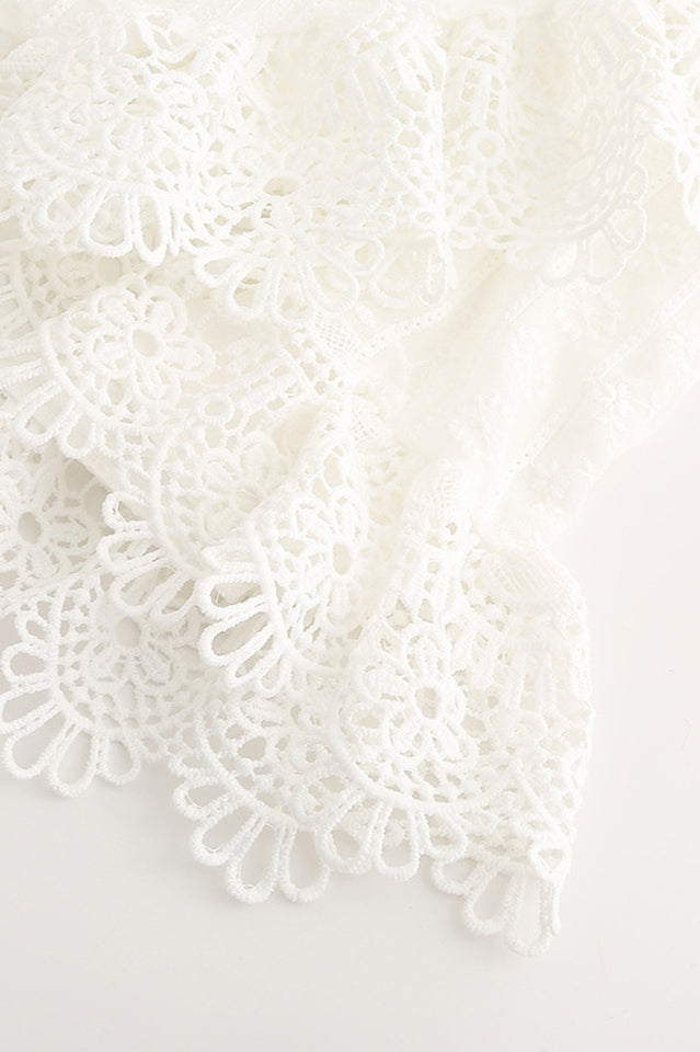 Boho Lace Ruffle Mini Beach Dress