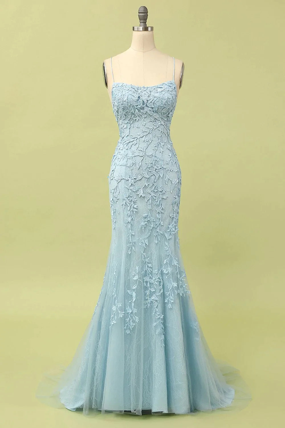 Yellow Mermaid Long Prom Dress with Appliques