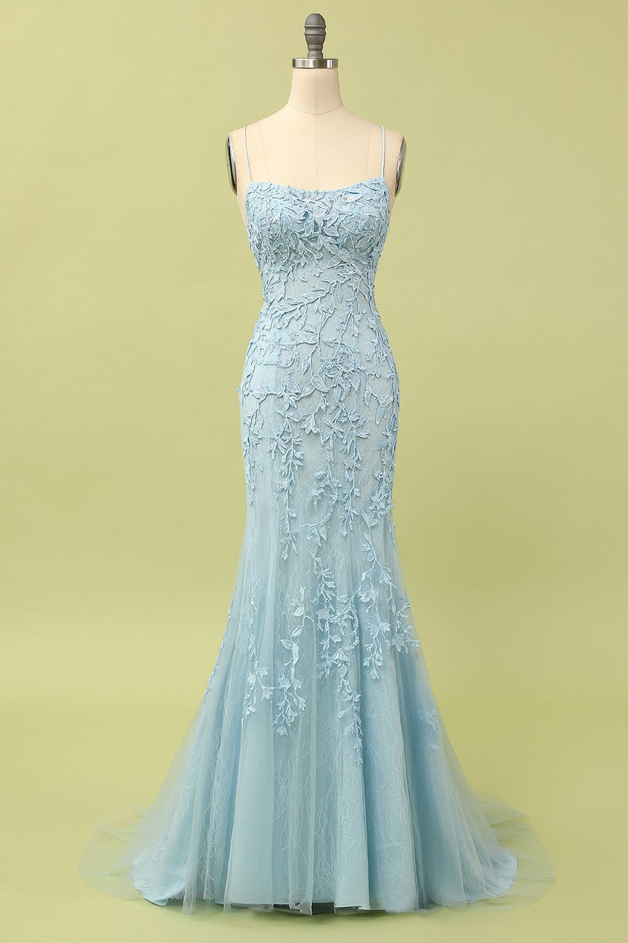 Coral Backless Long Prom Dress with Appliques - Fashionpara