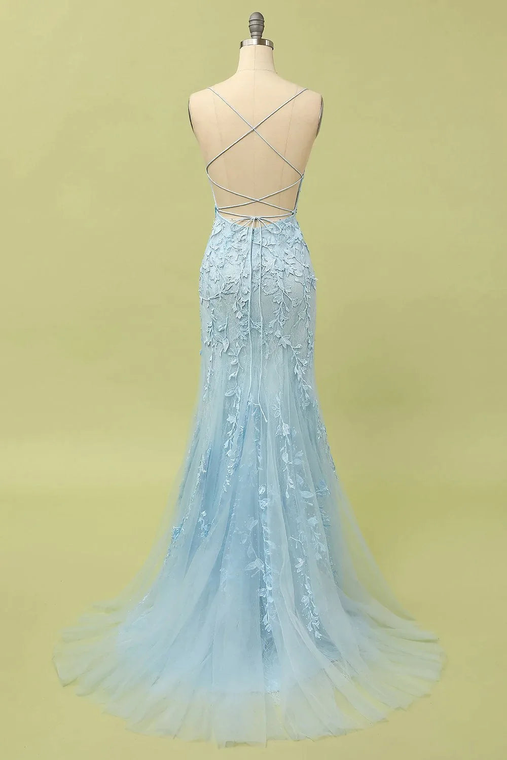 Yellow Mermaid Long Prom Dress with Appliques