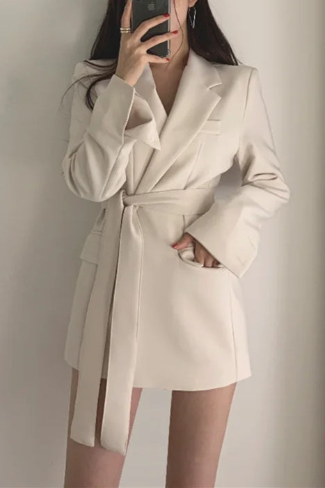 Belted Loose Fit Straight Blazer