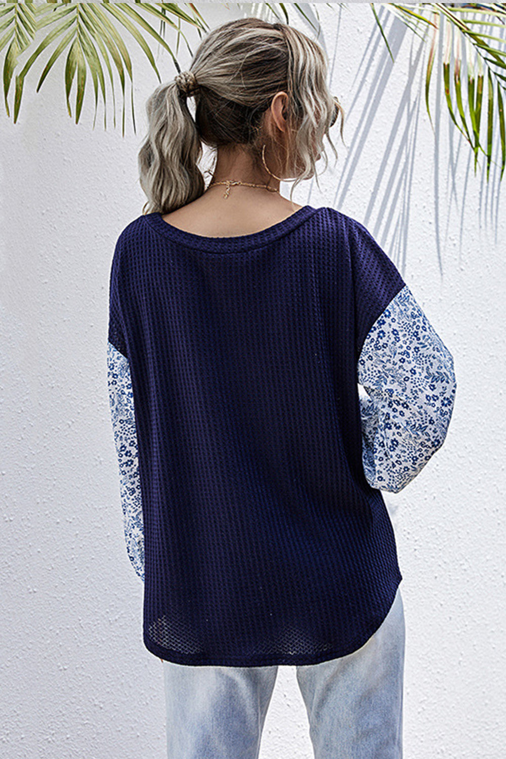 RadyRin Patchwork Long Sleeve Sweater for Effortless Style