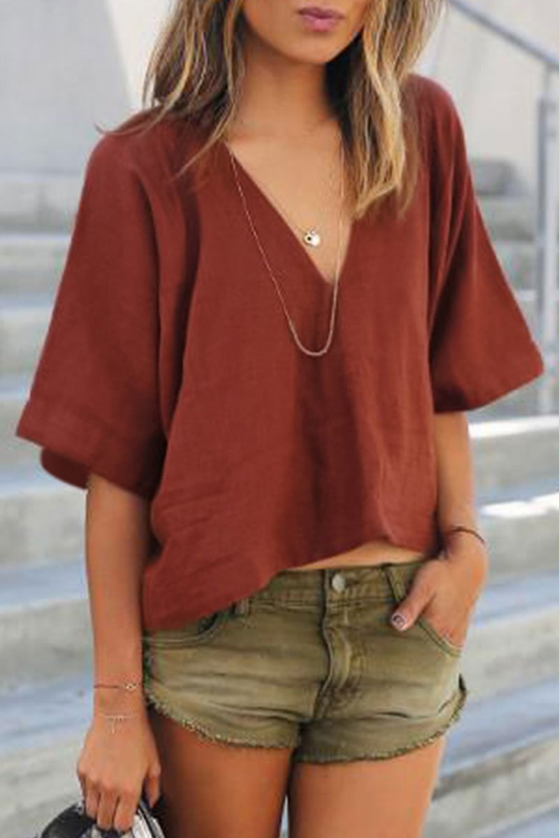 Florcoo V Neck Casual Blouse - Fashionpara