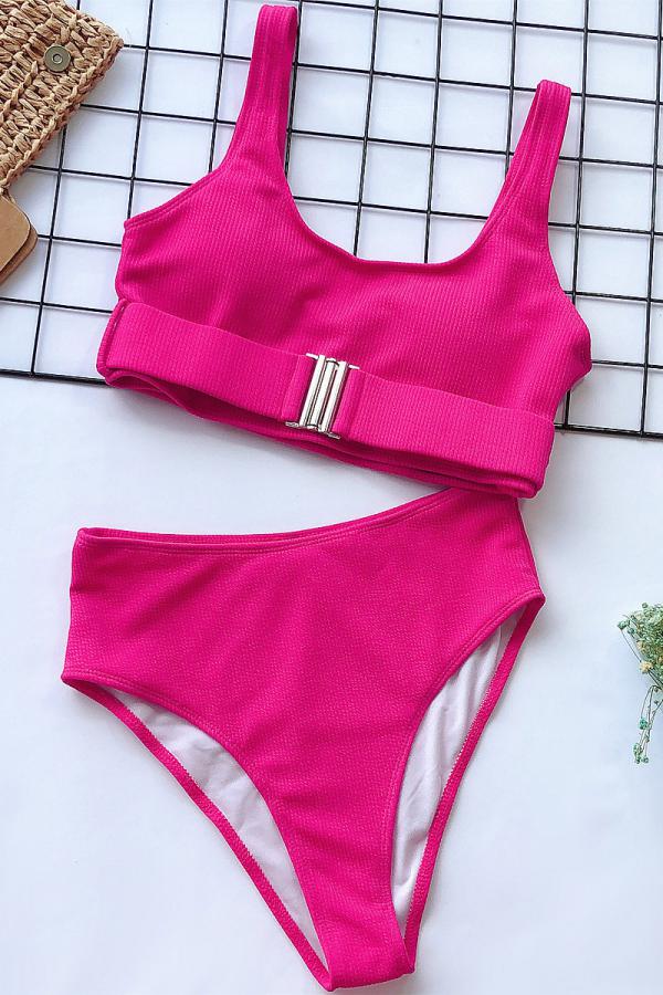 Nylon Two Piece Suits Solid Patchwork Fashion adult Sexy Bikinis Set - Fashionpara