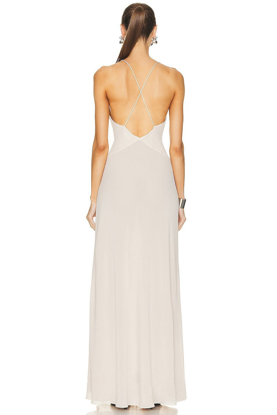 Deep V-Neck Backless Rosette Slip Maxi Dress 6