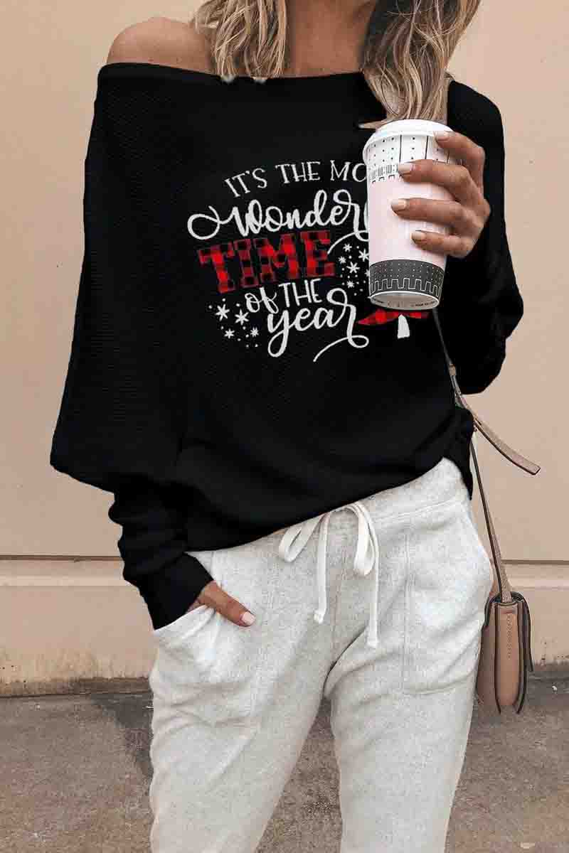 Most Wonderful Time Off The Shoulder Sweater (4Colors)  Fashionpara