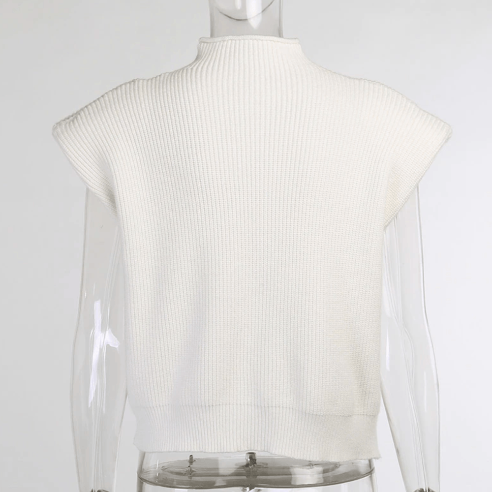 Meggy Vintage Ribbed Turtleneck Knitted Vest