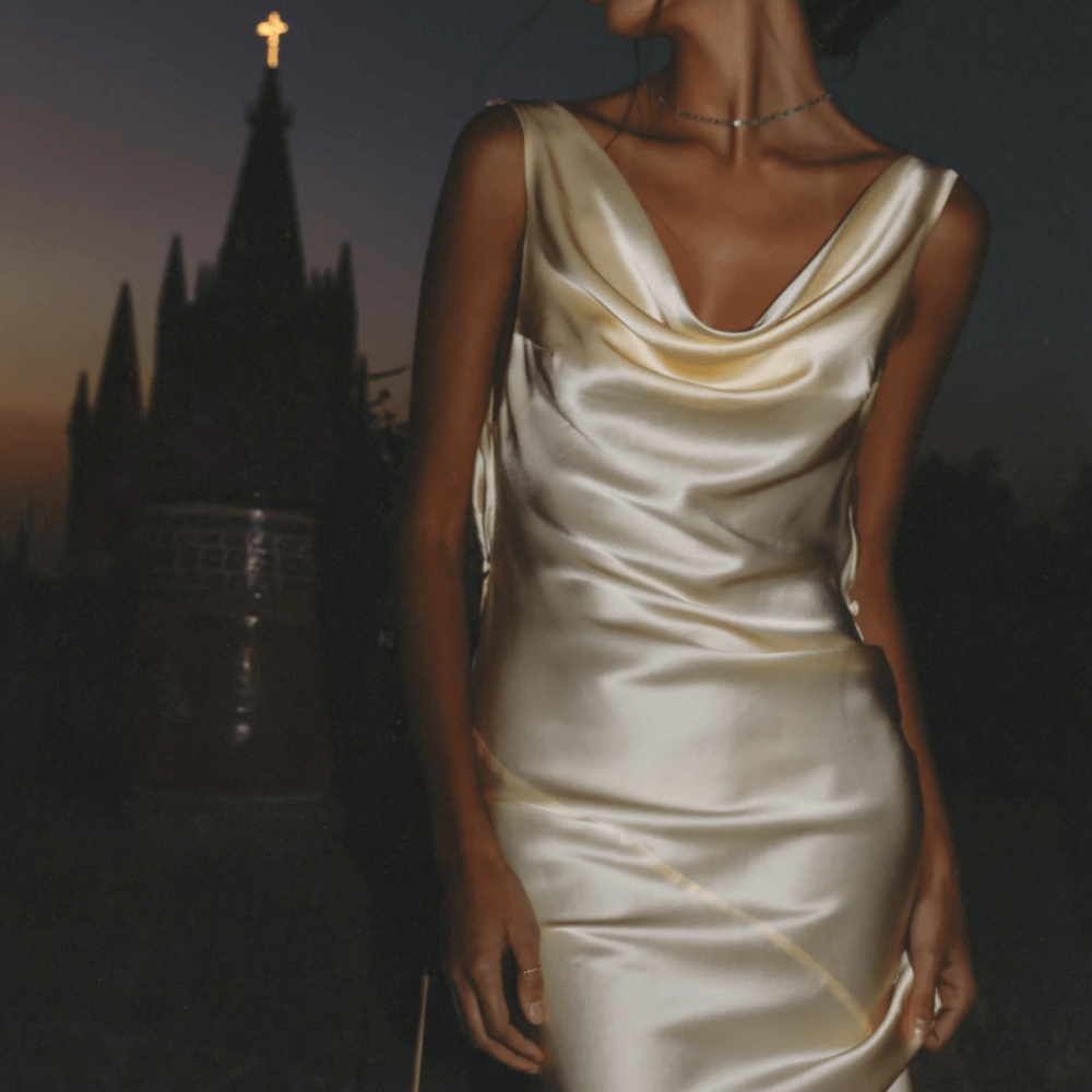 Satin Cowl Plunge-Back Cross-Strap Slip Maxi Dress 2