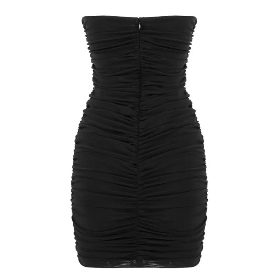 Strapless Sweetheart Ruched Bodycon Mini Dress 10