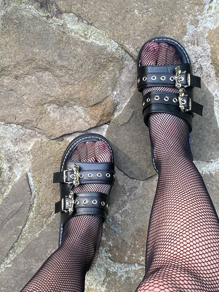 Bat Double Buckle Platform Sandals