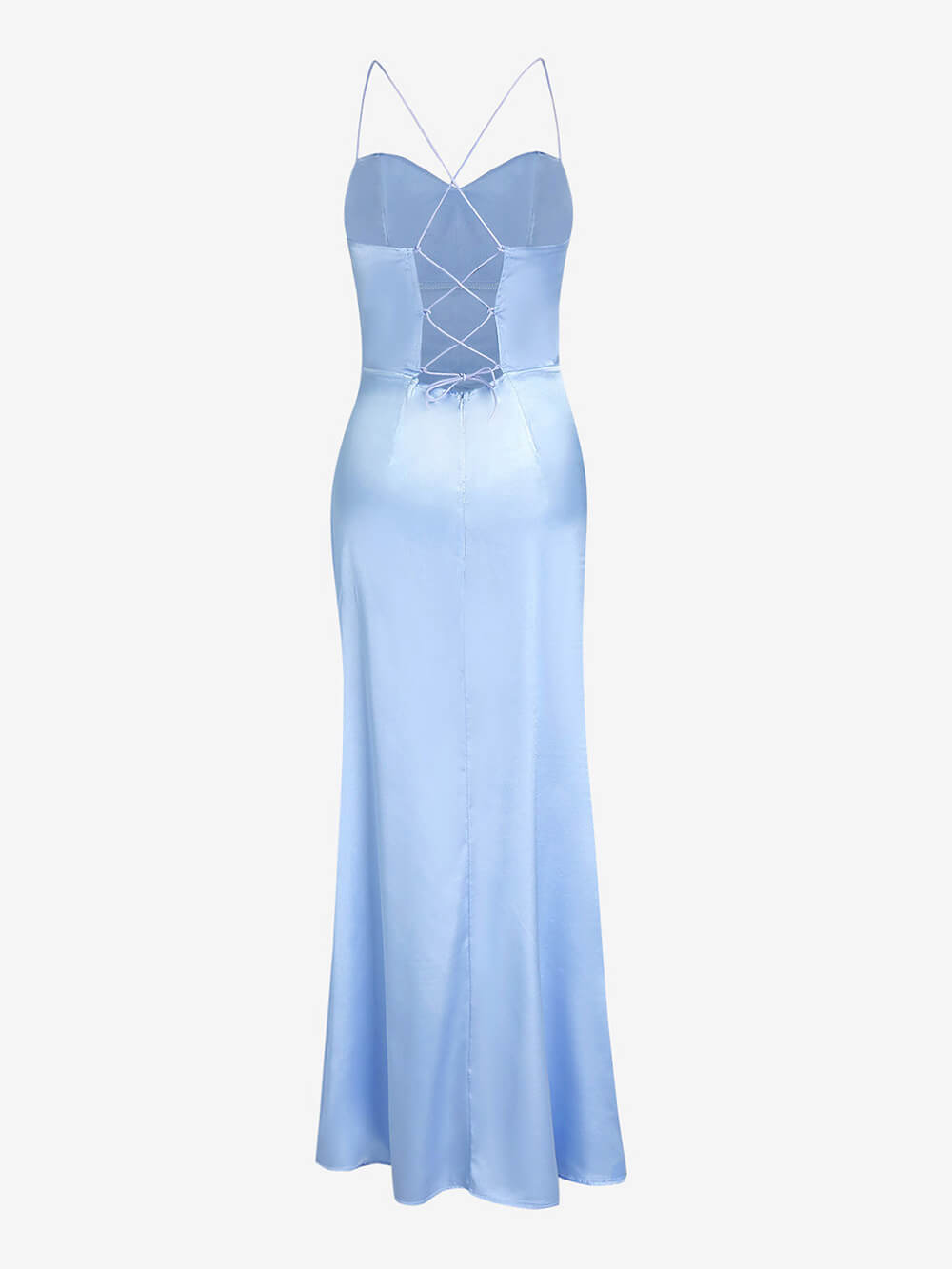 Fitted Satin Maxi Dress - View 9