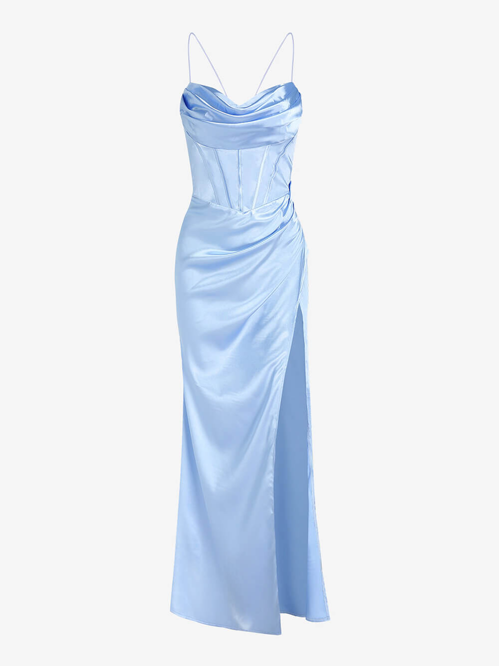 Fitted Satin Maxi Dress - Fashionpara