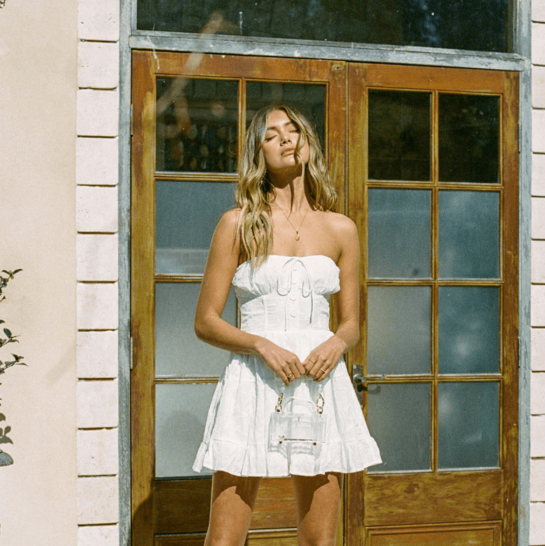 Broderie Anglaise Strapless Tiered Cotton Mini Dress 5