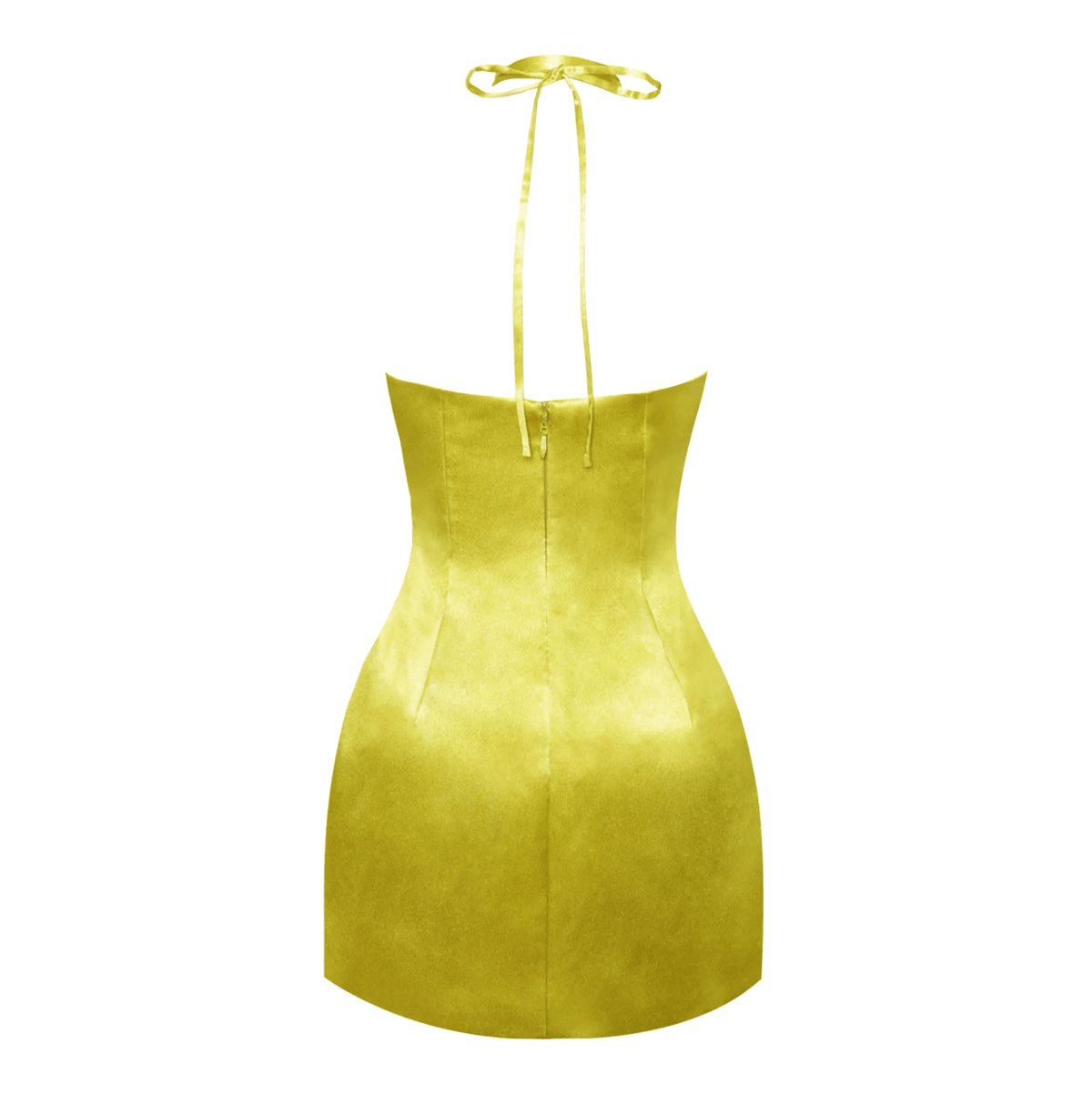 Satin Cross-Halter Rosette Ruched A-Line Mini Dress 10