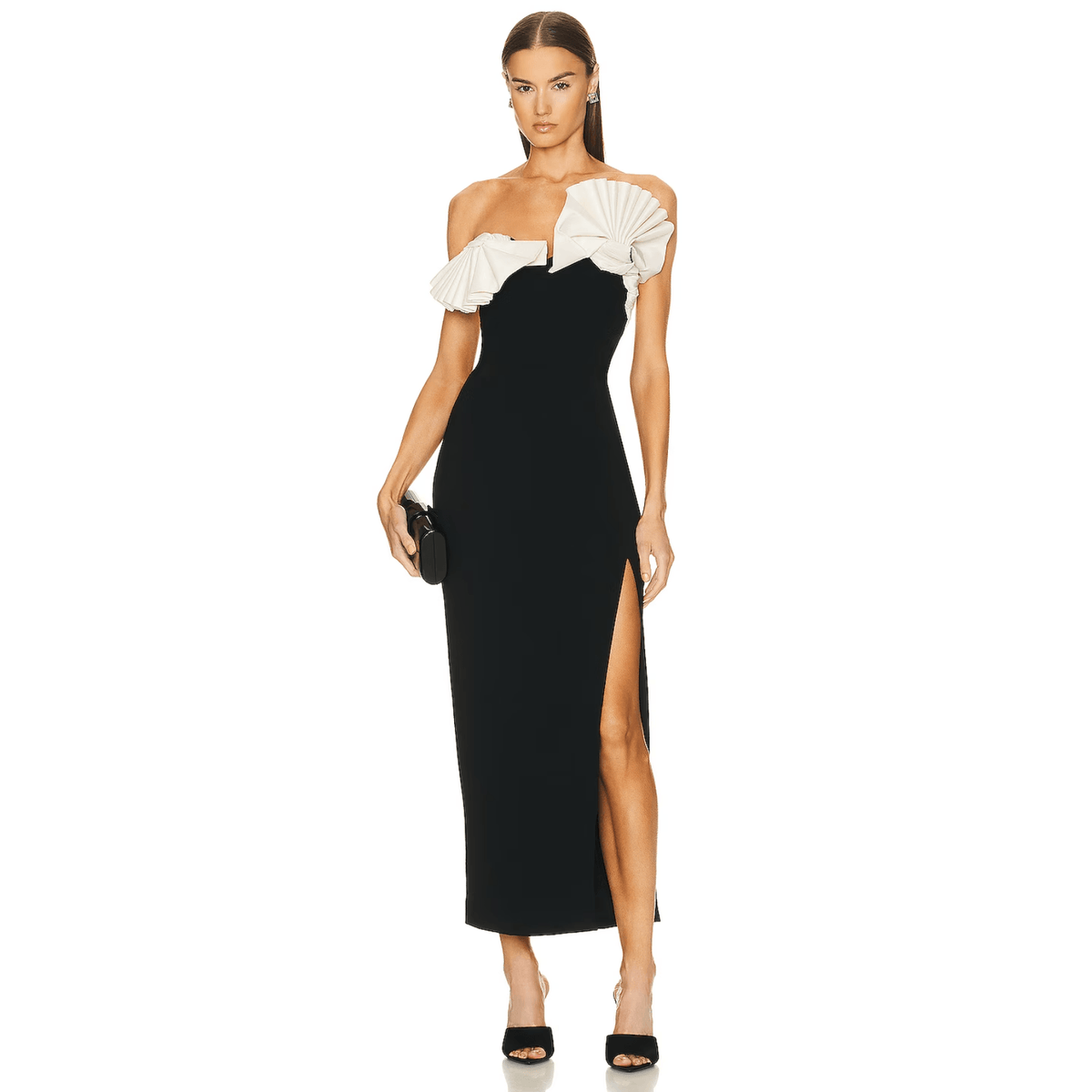 Strapless Oversized Bow Front High-Slit Maxi Gown 9