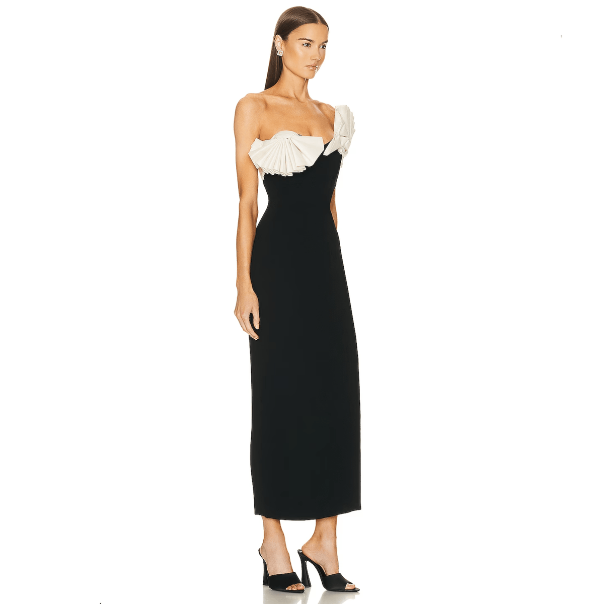 Strapless Oversized Bow Front High-Slit Maxi Gown 10