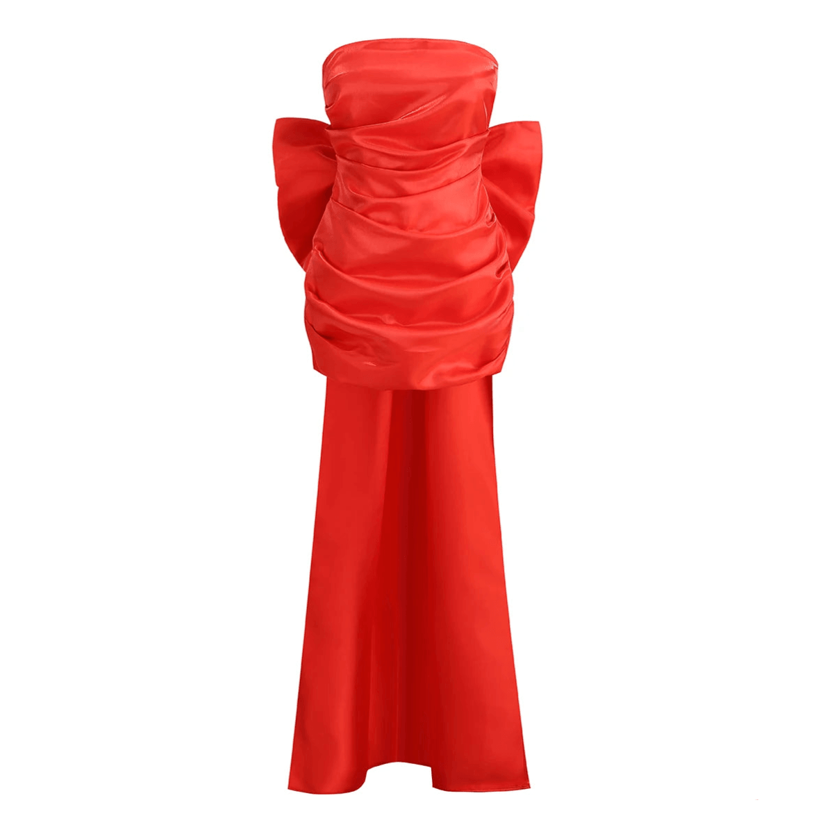 Satin Oversized Bow Strapless Ruched Mini Dress 15