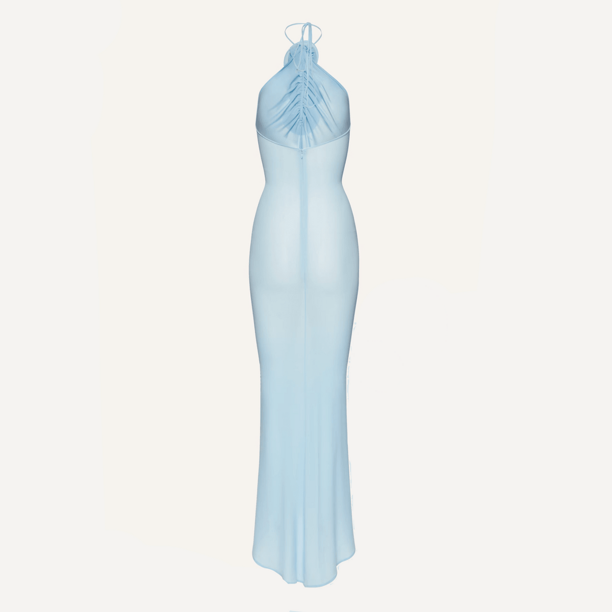 3D Rosette Halter Neck Bodycon Fishtail Maxi Dress 10