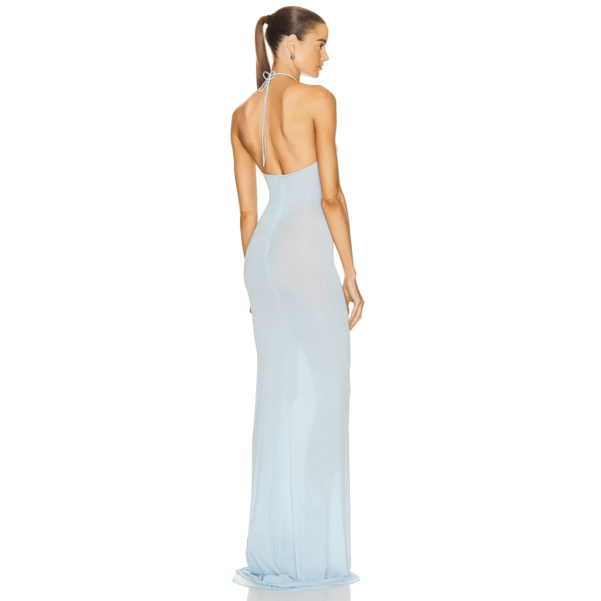 3D Rosette Halter Neck Bodycon Fishtail Maxi Dress 8