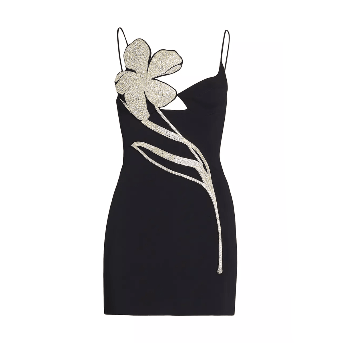 Crystal Floral V-Neck Spaghetti Strap Cut-Out Mini Dress 14
