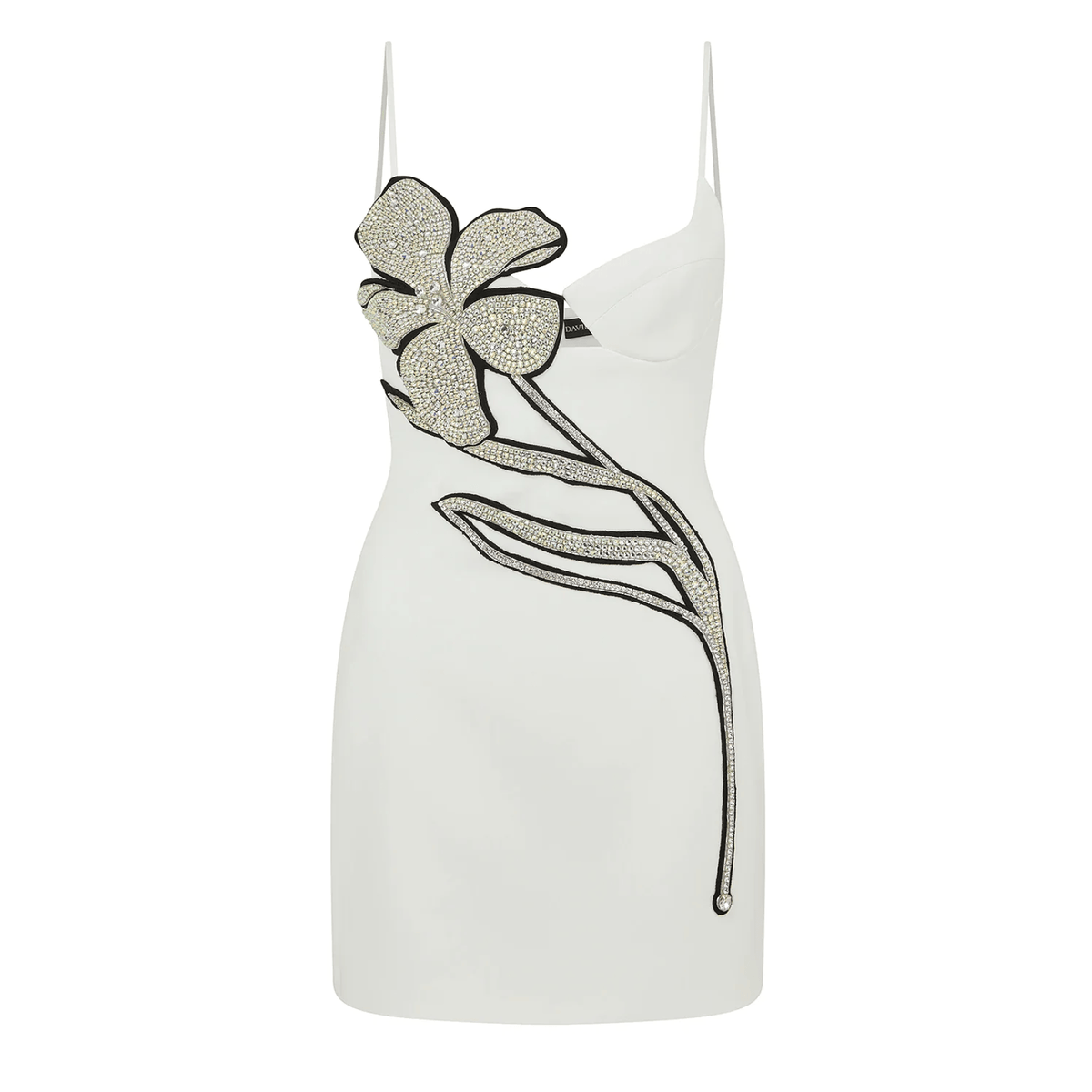 Crystal Floral V-Neck Spaghetti Strap Cut-Out Mini Dress 15