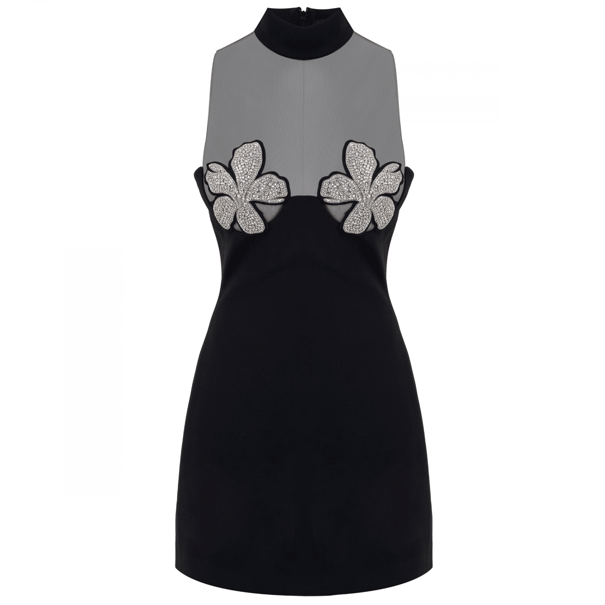 Rhinestone Flower Illusion Mesh Bodycon Dress 7