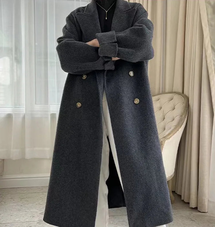 Turn-Down Collar Cashmere Wool Overcoat 7