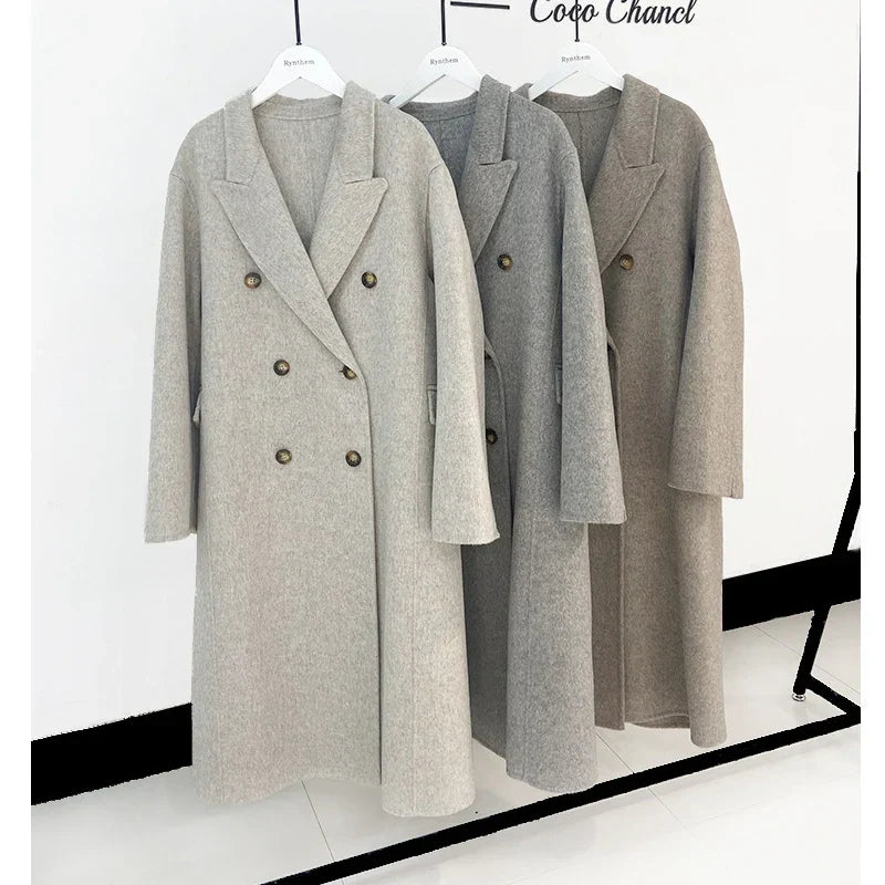 Turn-Down Collar Cashmere Wool Overcoat