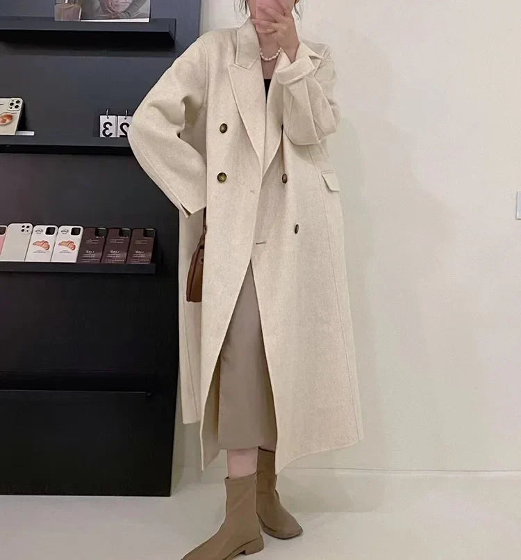 Turn-Down Collar Cashmere Wool Overcoat 2