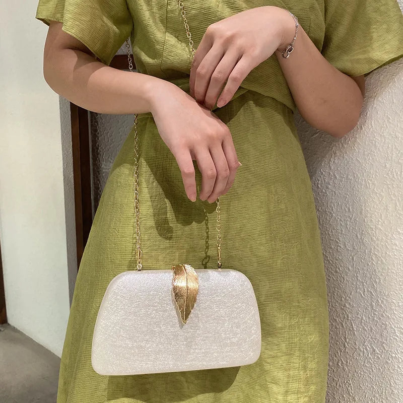 Evening Clutch Pearl Chain Handbag Wedding Cocktail Party Purse