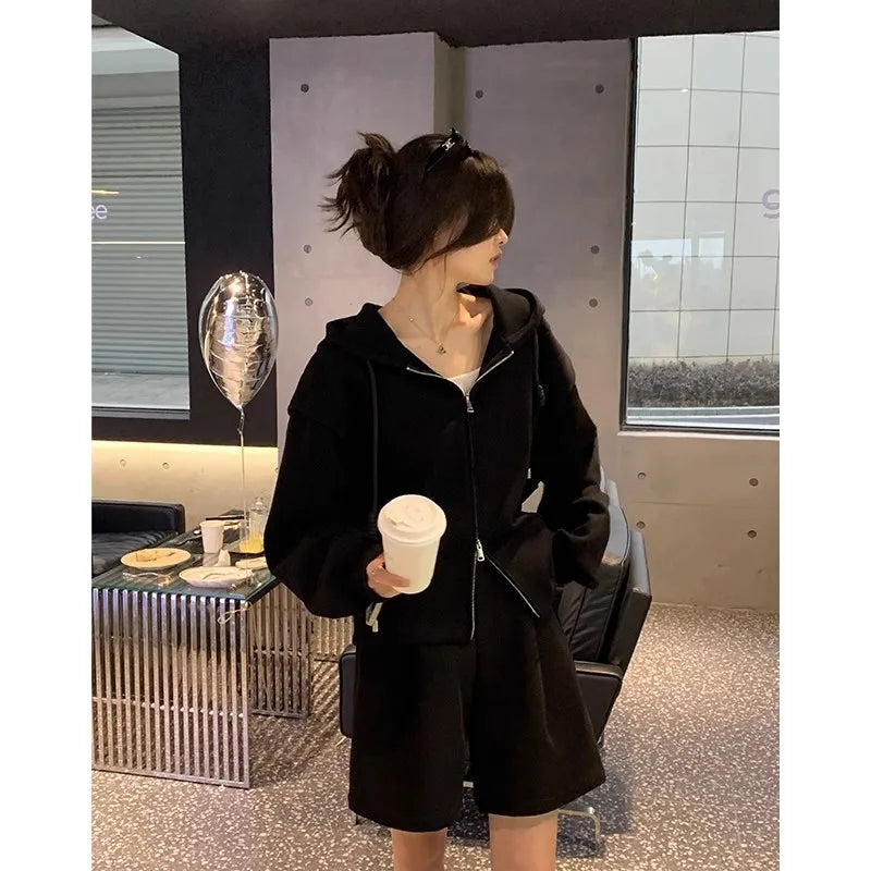 Korean Autumn Winter Casual Female Zipper Hoodie - Fashionpara