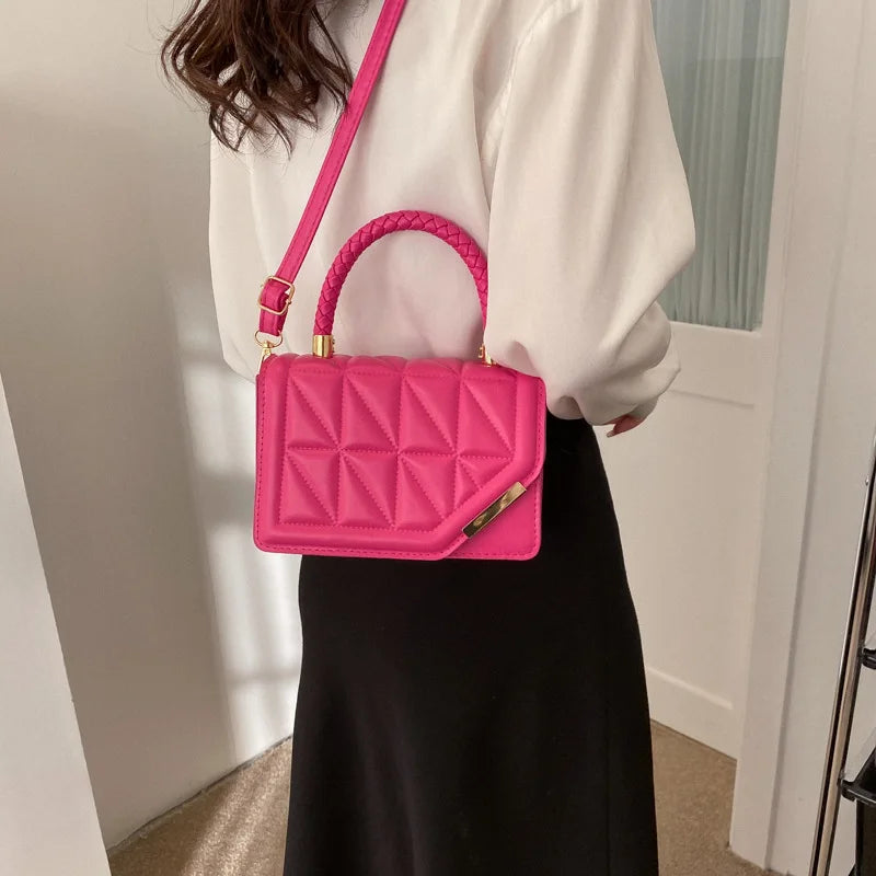 Plaid PU Leather Designer Crossbody Handbag