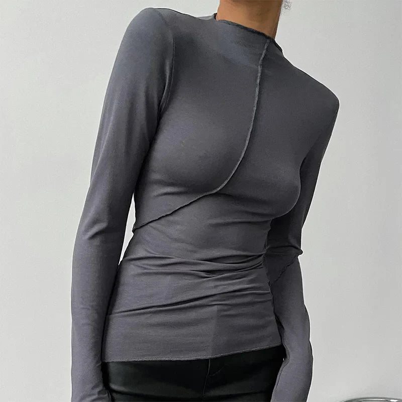 Turtleneck Y2K Long Sleeve Casual Slim Fit Knit Top