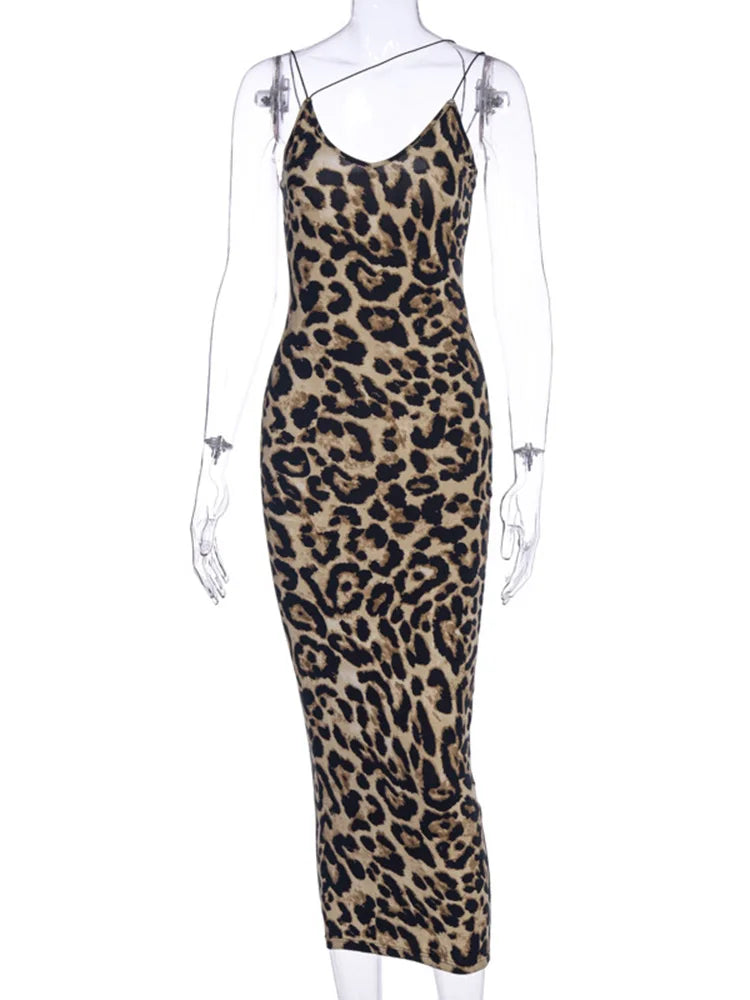 Leopard Print Deep-V Spaghetti-Strap Bodycon Dress 6