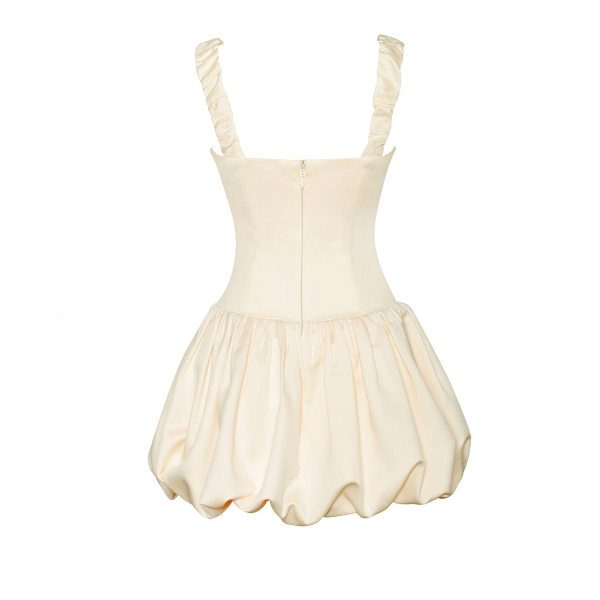 Satin Square Neck Ruched Bubble Hem Mini Dress 18