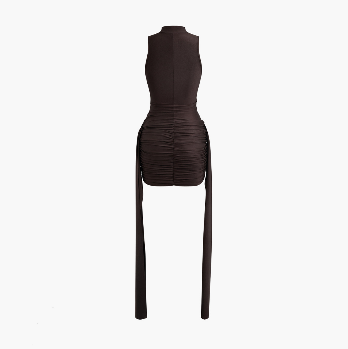 Ruched Mock Neck Sleeveless Draped Bodycon Mini Dress 9