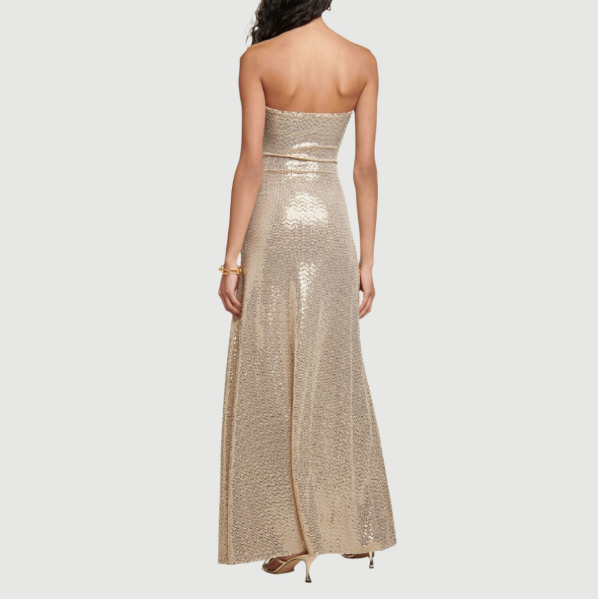 Crystal Embellished Strapless Cutout Column Gown 9