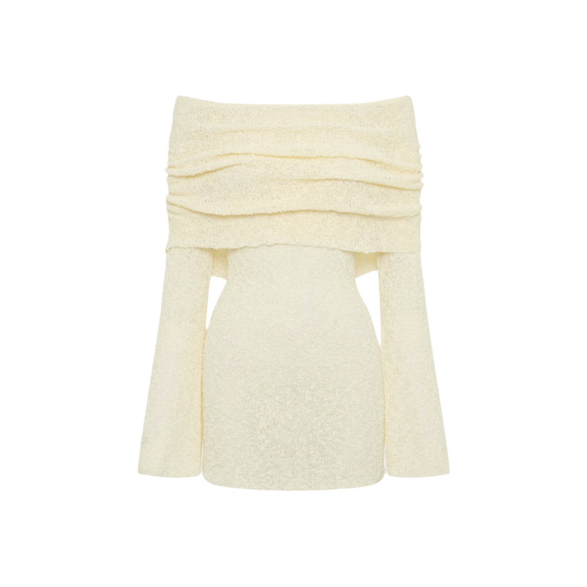 Boucle Knit Off-Shoulder Long-Sleeve Bodycon Mini Dress 7