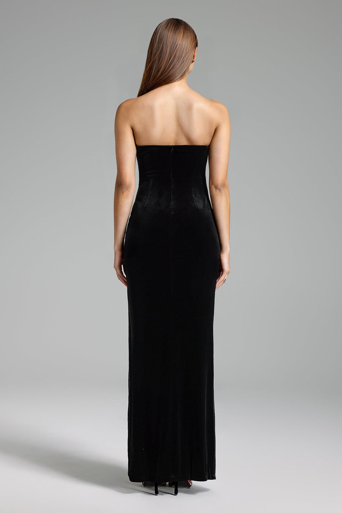 Strapless Velvet Maxi Dress - View 3