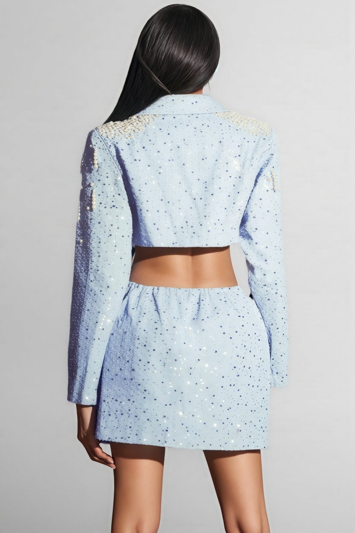 Pearl Embellished Double Breasted Cut Out Blazer Mini Dress - View 5