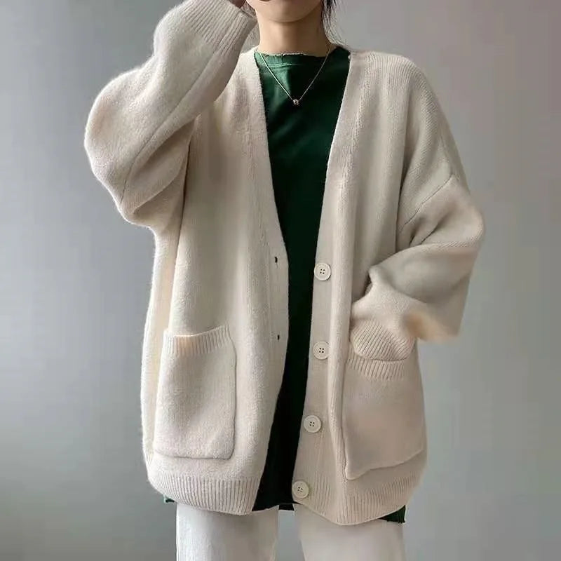 Lazy Wind Yellow Single-Breasted Knit Cardigan APRICOT / One Size cardiagn-250126