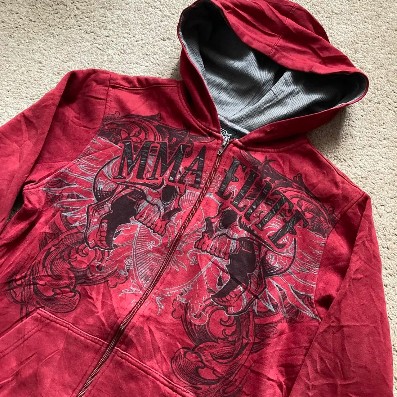 Vintage Skull Wing Zip Up Hoodie