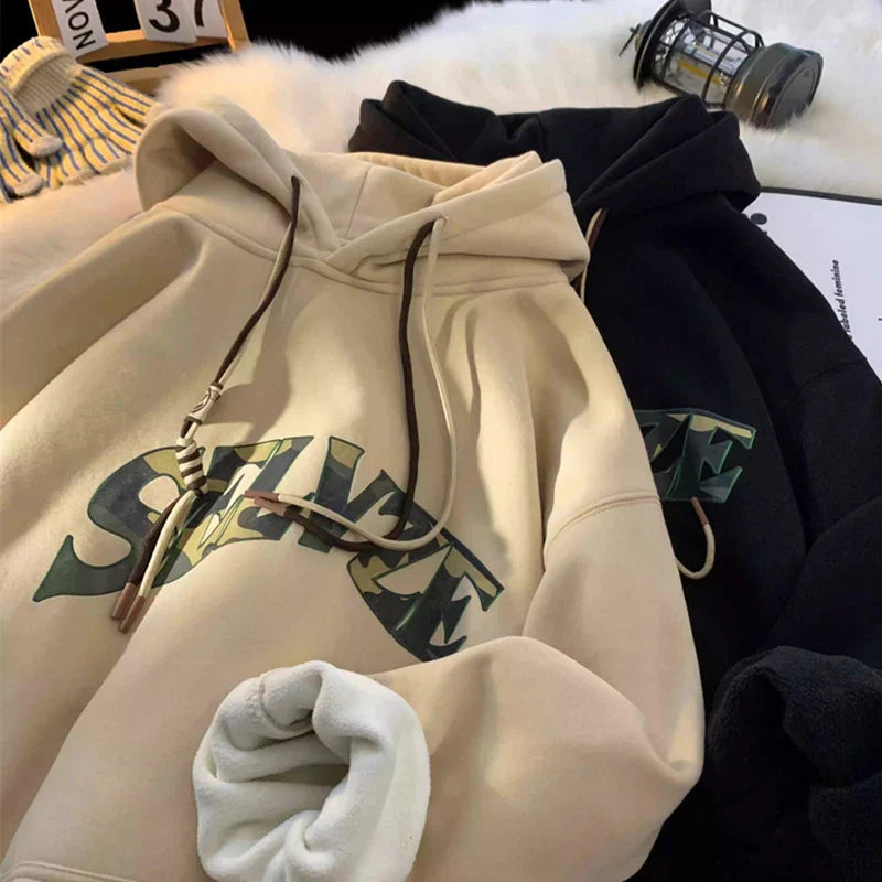 Camouflage Letter Print Punk Y2K Hoodie