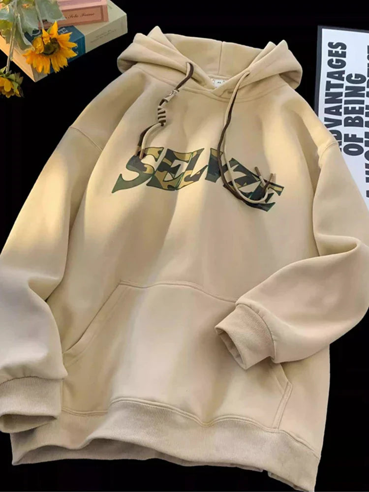 Camouflage Letter Print Punk Y2K Hoodie